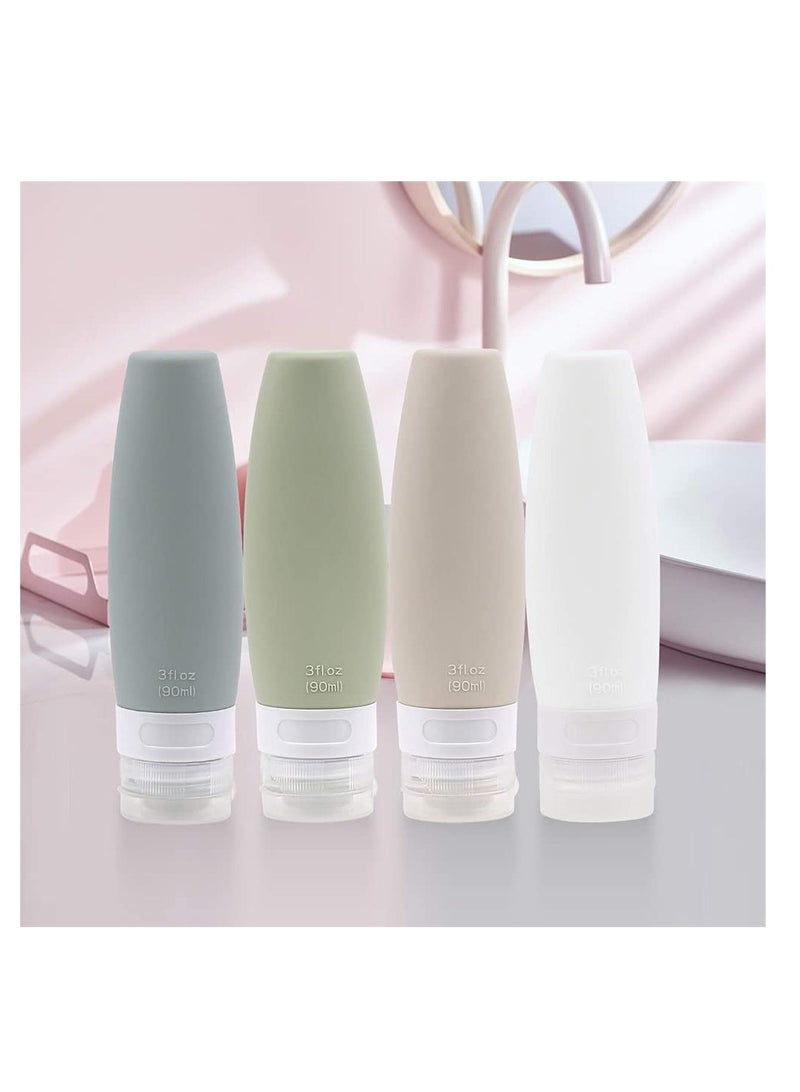 SYOSI Silicone Travel Bottles Set, Leak Proof Travel Size Container for Toiletries, Set with TSA Approved EVA Bag, BPA Free Refillable 3 oz Container, Perfect for Personal Travel (Set of 4) - Image 4