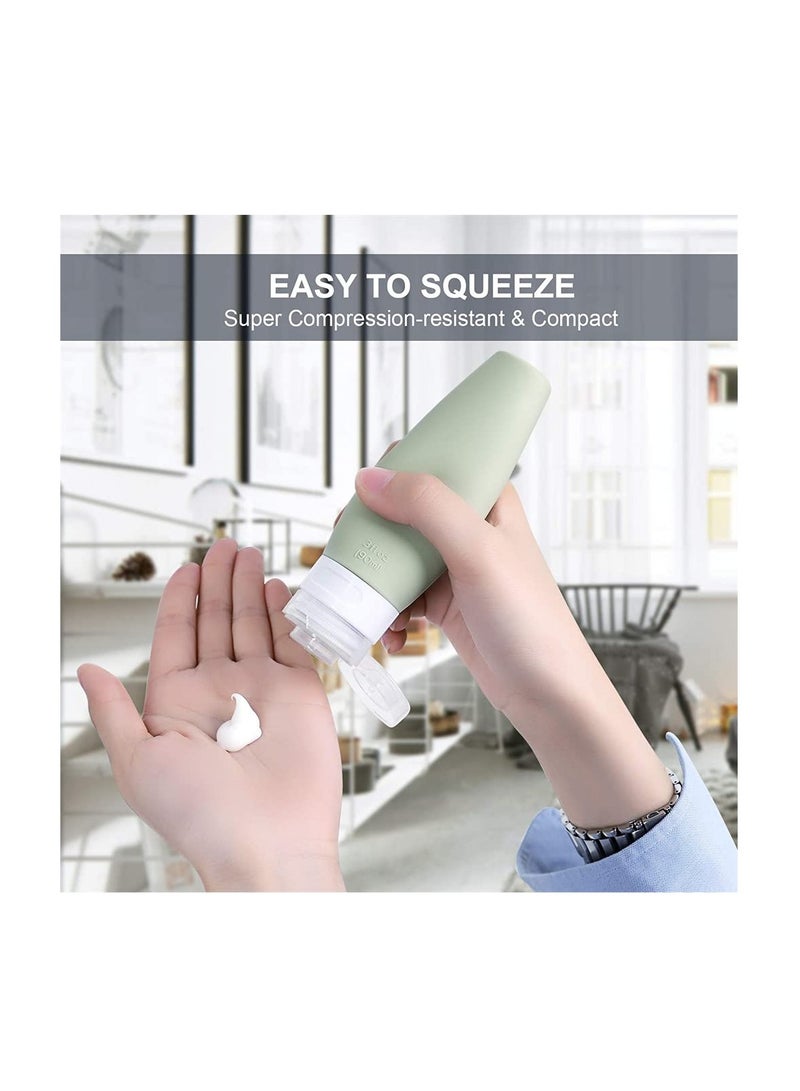 SYOSI Silicone Travel Bottles Set, Leak Proof Travel Size Container for Toiletries, Set with TSA Approved EVA Bag, BPA Free Refillable 3 oz Container, Perfect for Personal Travel (Set of 4) - Image 5