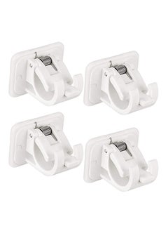 KASTWAVE 8 Pieces Self Adhesive Curtain Rod Bracket Drapery Hook Holders Fixing Rod Holder Curtain Pole Wall Brackets Towel Rod Hooks for Home Bathroom and Hotel Use  - Image 1