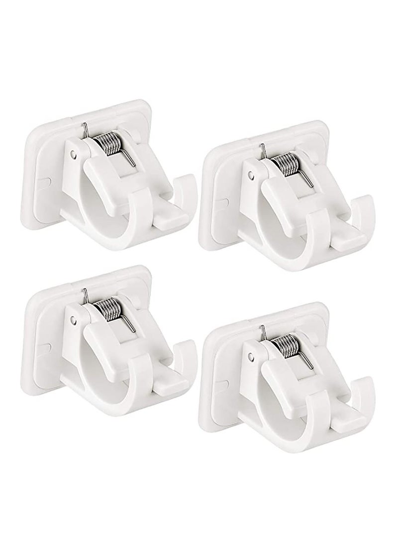 KASTWAVE 8 Pieces Self Adhesive Curtain Rod Bracket Drapery Hook Holders Fixing Rod Holder Curtain Pole Wall Brackets Towel Rod Hooks for Home Bathroom and Hotel Use  - Image 1