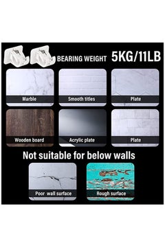 KASTWAVE 8 Pieces Self Adhesive Curtain Rod Bracket Drapery Hook Holders Fixing Rod Holder Curtain Pole Wall Brackets Towel Rod Hooks for Home Bathroom and Hotel Use  - Image 5