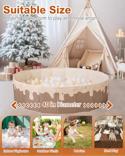 TRENDPLAY Baby Ball Pit for Toddlers13 Foldable Kids Ball Pits Play Tent Crawl Playpen Ball Pool Playhouse with Storage Bag for Boys Girls Dogs Cats Festival Play Balls Not Included Doughnuts - Image 5