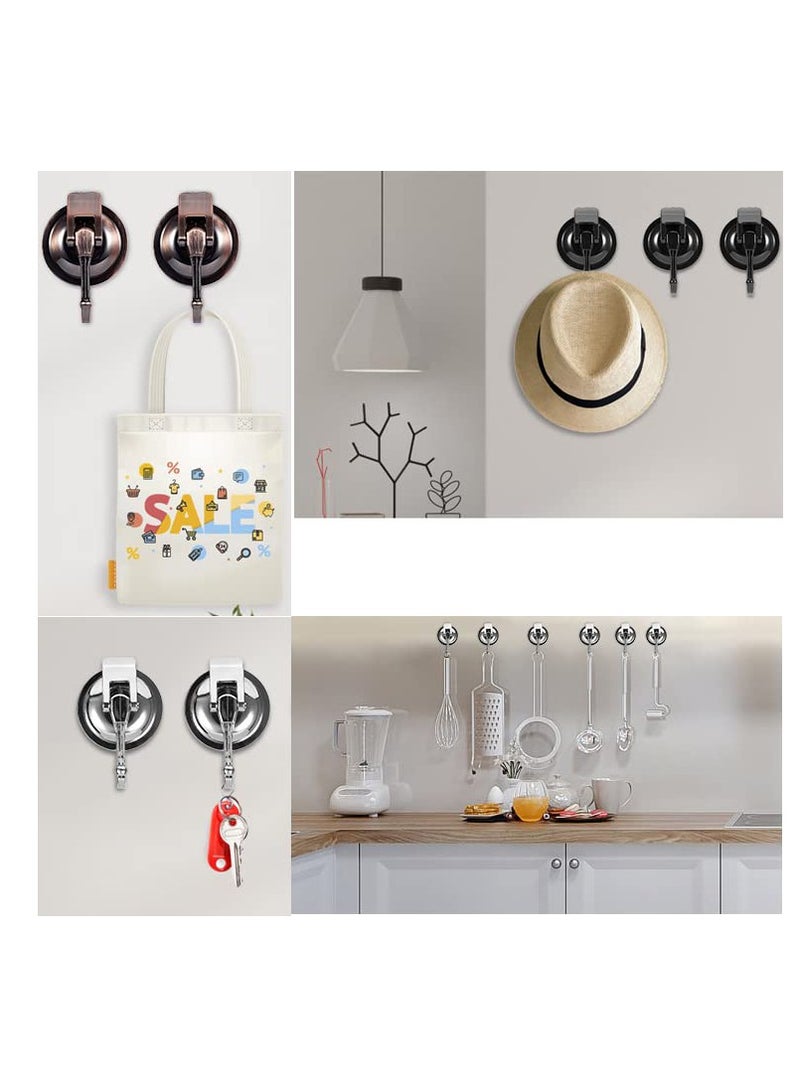 Excefore Suction Cup Hooks for Shower, 2 Pack Heavy Duty Vacuum Suction Shower Hooks, Waterproof Bathroom Towel Hooks for Hanging, No Punching Robe Hooks, Reusable Wreath Hanger, Black  - Image 2