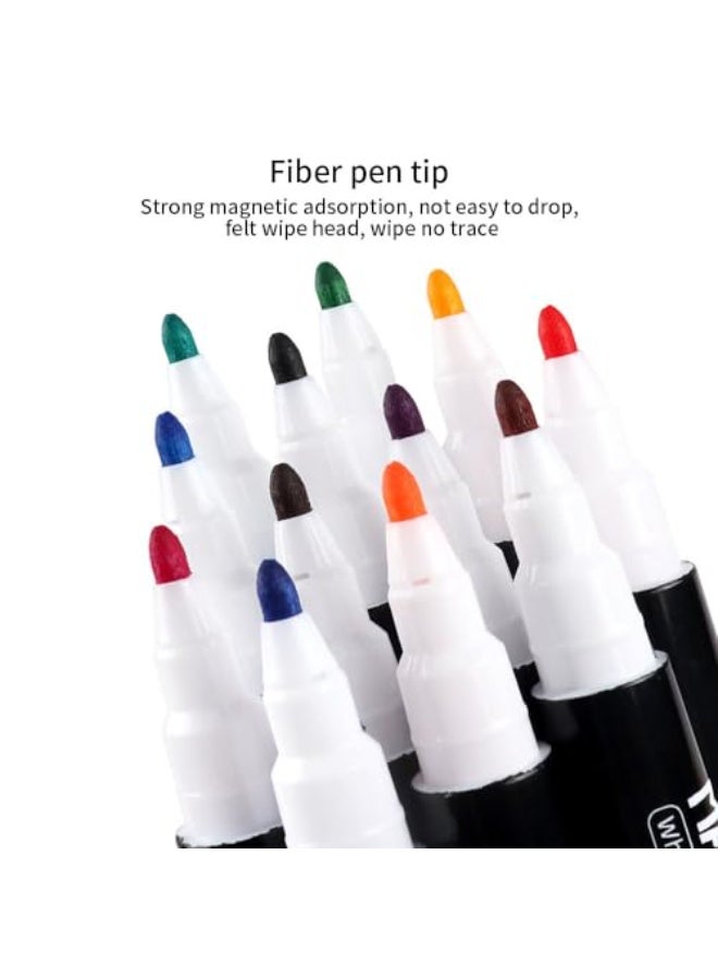 YIHUI JZS Erase Markers,Whiteboard Markers Magnetic Dry Erase Markers with Eraser,Low Odor White Board Markers Dry Erase Markers Fine Point,Erasable Markers for Calendar Whiteboard,12PCS,Flat Head - Image 3