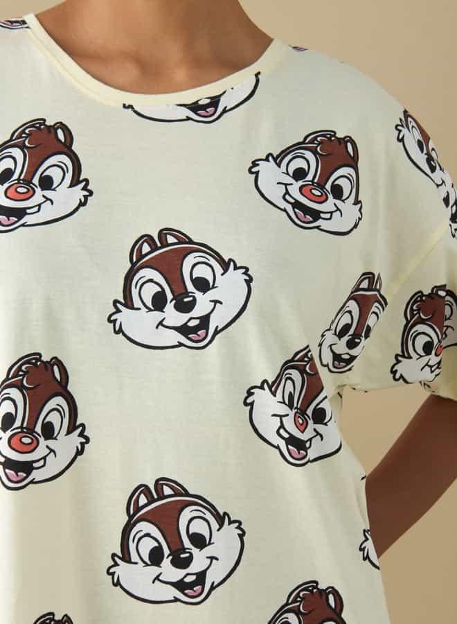 Splash FAV Chip 'N' Dale Print Sleepshirt with Short Sleeves  - Image 4