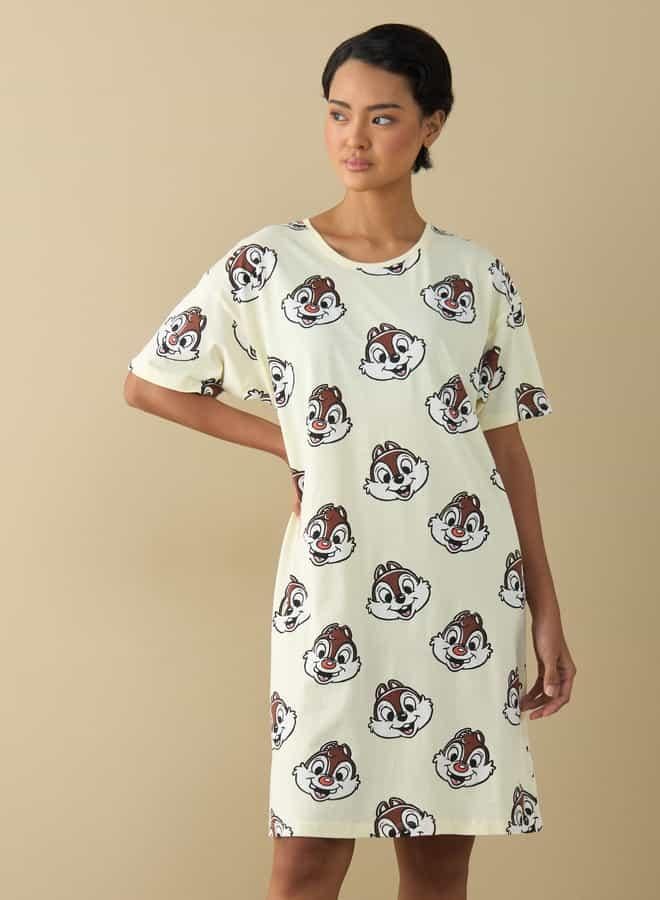 Splash FAV Chip 'N' Dale Print Sleepshirt with Short Sleeves  - Image 1