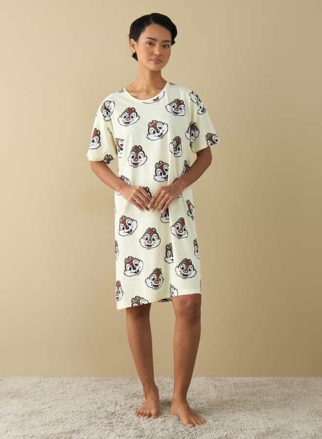 Splash FAV Chip 'N' Dale Print Sleepshirt with Short Sleeves  - Image 2