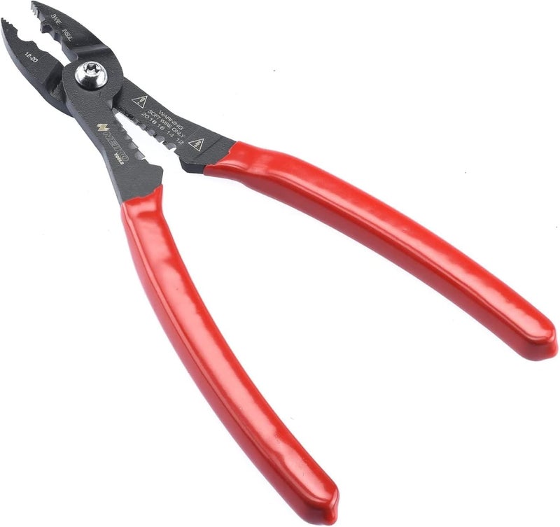 Neiko 02037A Compact Wire Stripper | 4-in-1 Multi Purpose Electricians Pliers | Wire Crimper, Cutter and Gripper | 12-20 AWG Wire Service Tool | Crimps Insulated & Non-Insulated | Electrical Stripping - Image 1