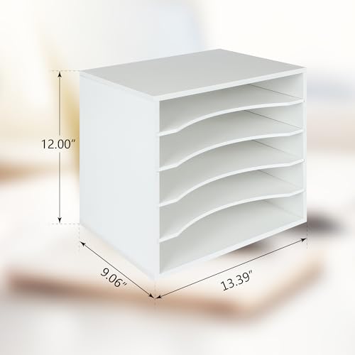 EMERIT Paper Organzier Wood Desktop Organizer Storage Letter Tray File Sorter with Adjustable Shelves for Home Office - Image 4