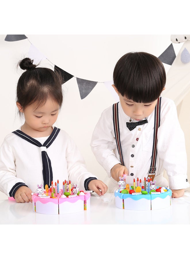 Cherish Le Cherish Watch Cake Toy 46-piece Set Cut Fruit Girl Children Play House Kitchen Toy Set-Color:[46 Pieces Of Fruit Cake]-pink (Express Box)  - Image 3