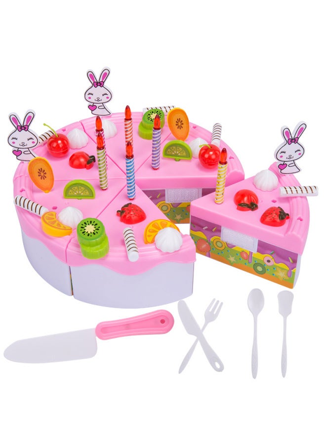 Cherish Le Cherish Watch Cake Toy 46-piece Set Cut Fruit Girl Children Play House Kitchen Toy Set-Color:[46 Pieces Of Fruit Cake]-pink (Express Box)  - Image 4