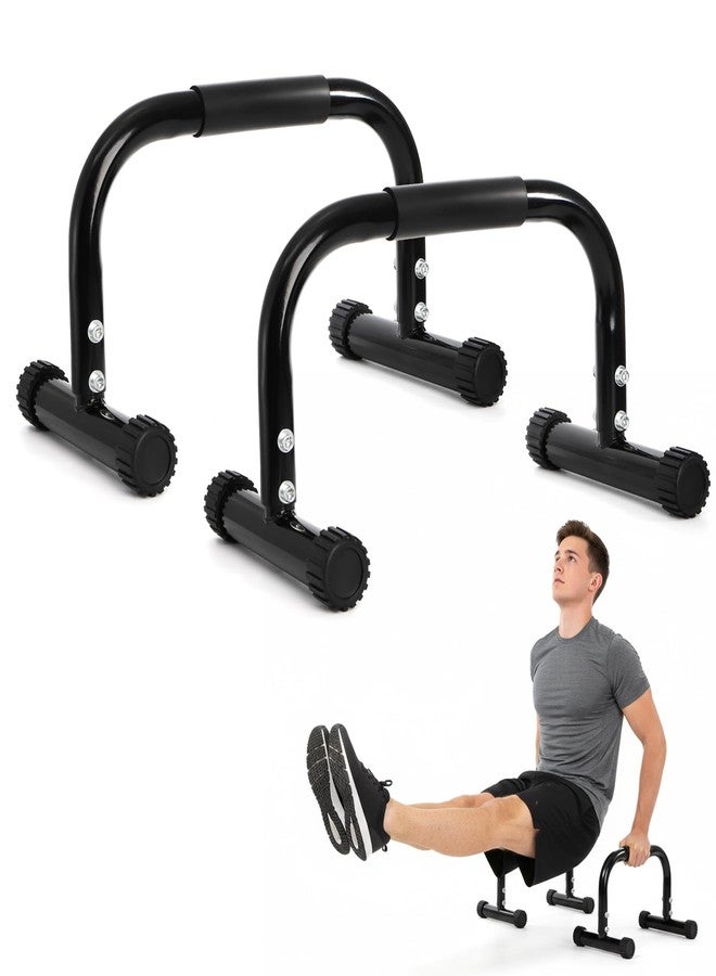 TOPZEA 2 Pack Parallettes Bars, 10" High Steel Push Up Handles Bars Strength Training Anti-Slip Calisthenics Equipment for Handstand, Full Planche, L-sit & Dip, Home Fitness & Gym Floor Workouts - Image 1
