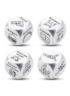Valentines Day Boyfriend Gifts Date Night Dice Gifts For Couple Girlfriend Food Decision 4Pcs Anniversary Steel Dice Gifts Couple Game For Him Her Birthday Wedding Gifts For Husband Wife Date Night