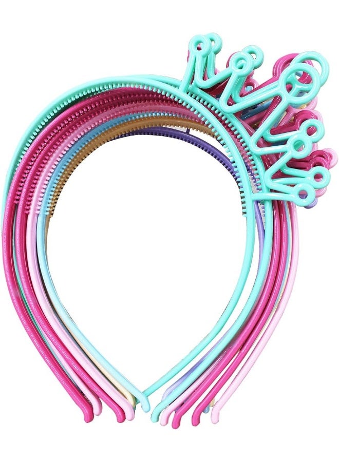 XIMA 12pcs Spring Colors ABS Plastic Material Crown Girls Headbands Tiaras Head Band Princess Children Headear Hair Accessory - Image 1
