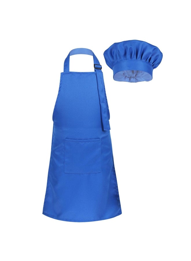 Kids Apron and Chef Hat Set Children's Adjustable Bib Apron Cute Boys Girls Kitchen Apron for Cooking Baking Painting Training Wear