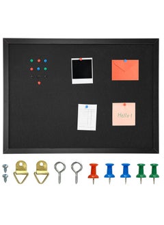 OWLKELA 17'' X 23'' Cork Board With Felt Vision Board And Decorative Hanging Pin Board Black Framed Display Bulletin Board For Walls Ideal For Office School And Home  - Image 1