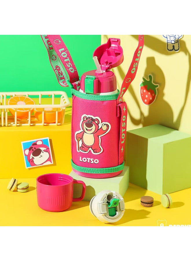Beddybear Children's Insulated Cup With Straw, Dual-layer Lid, 316 Stainless Steel Student Water Bottle, 600ml Strawberry Bear - Image 5