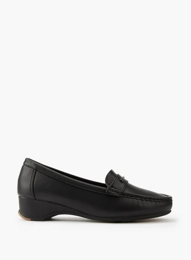 Metal Accent Loafers with Wedge Heels