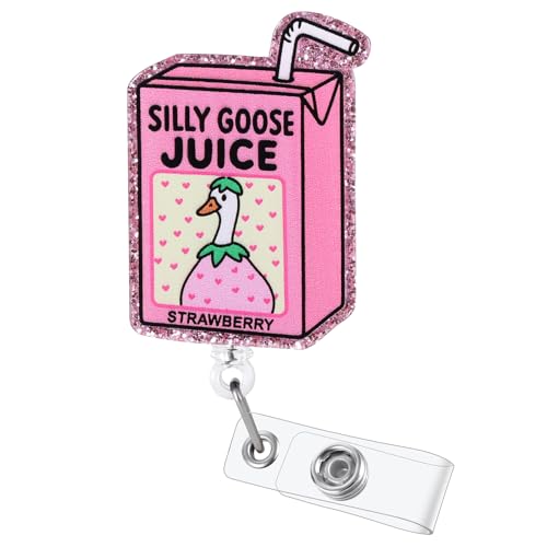 BVIIE Silly Goose Juice Funny Badge Reel, Retractable ID Card Badge Holder, Office Badge Clip for RN CNA MA Resident Physician HR Medical Office Administrator Intern Pediatric Doctor Nurse, Nurse Gifts - Image 1
