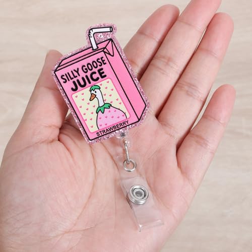 BVIIE Silly Goose Juice Funny Badge Reel, Retractable ID Card Badge Holder, Office Badge Clip for RN CNA MA Resident Physician HR Medical Office Administrator Intern Pediatric Doctor Nurse, Nurse Gifts - Image 4