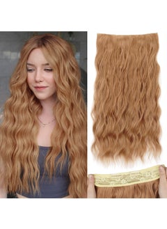 KooKaStyle KooKaStyle Long Wavy Invisible Wire Hair Extension with Adjustable Headband Secure 4 Clips Synthetic Hairpieces for Women 20 Inch 20 Inch Auburn Brown 