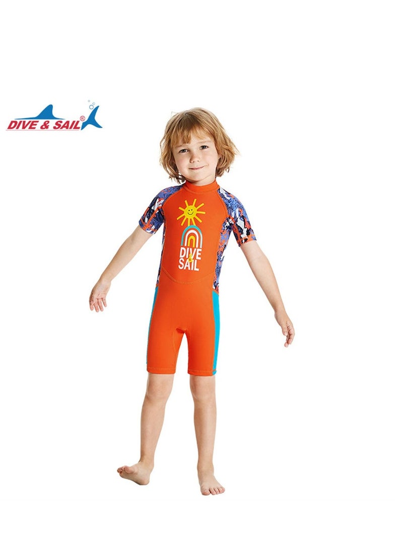 DIVE & SAIL Keep Warm Children Diving Suit Three-layer High Elastic Wetsuit For Boys Orange