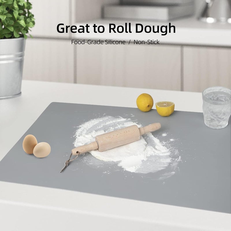 Treerit 2 Pack Silicone Mats for Kitchen Counter, 23.62" x 15.75" Thick Large Silicone Mat, Nonskid Heat Resistant Countertop Protector, Easy to Clean, Gray - Image 5