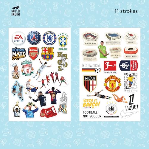11 Strokes Stickers Set of 100 Football Stickers for Kids & Adults | Laptop Stickers Aesthetic Soccer Stickers Set | Laptop Sticker | Messi, Ronaldo, Real Madrid, Barcelona Gifts | Fun Football - Image 5