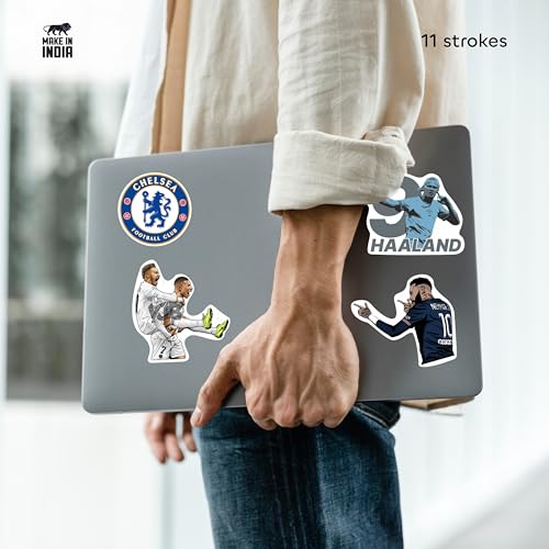 11 Strokes Stickers Set of 100 Football Stickers for Kids & Adults | Laptop Stickers Aesthetic Soccer Stickers Set | Laptop Sticker | Messi, Ronaldo, Real Madrid, Barcelona Gifts | Fun Football - Image 4