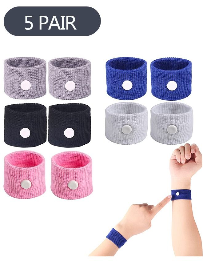 Ant 5 Pairs Motion Sickness Wristbands, Anti-Nausea Wristbands, Relief Wristbands for Car Flying Travel - Image 1