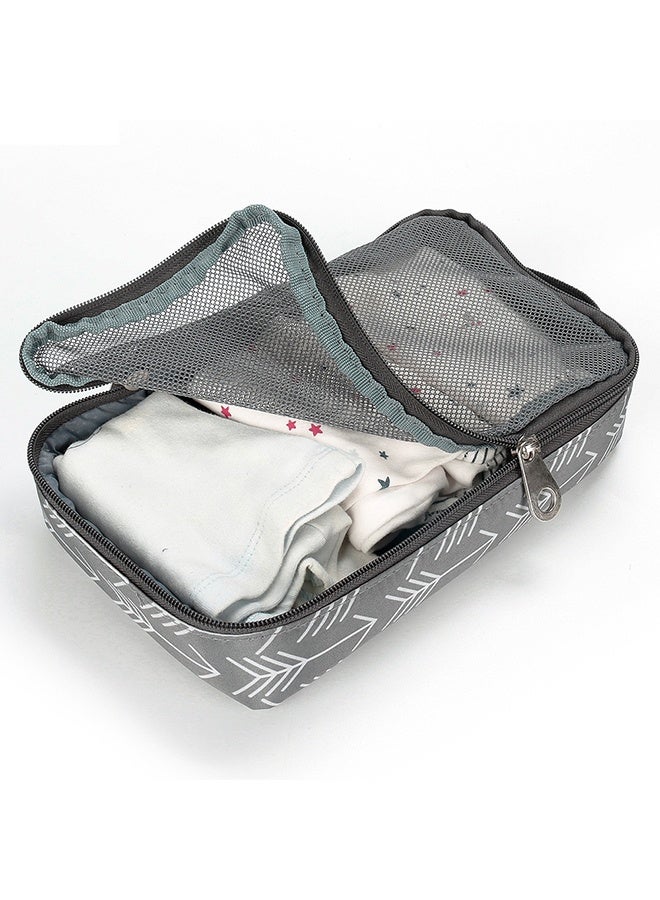6-Piece Melange Grey Baby Diaper Bag Set - with Stroller Hooks, Nappy Changing Mat & Waterproof Wet/Dry Pouch - Multifunctional Mummy Bag for Travel, Beach, Shopping - Includes Cosmetic Case, Insulated Bottle Holder Organizer Pockets - Durable Oxford Fabric, Lightweight & Easy to Clean  - Image 3