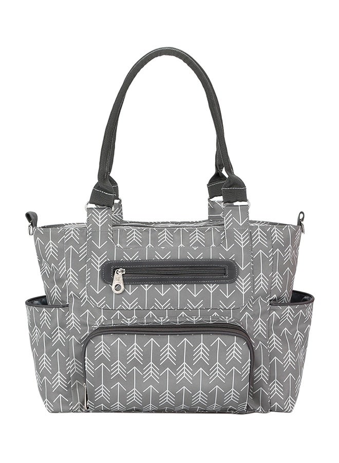6-Piece Melange Grey Baby Diaper Bag Set - with Stroller Hooks, Nappy Changing Mat & Waterproof Wet/Dry Pouch - Multifunctional Mummy Bag for Travel, Beach, Shopping - Includes Cosmetic Case, Insulated Bottle Holder Organizer Pockets - Durable Oxford Fabric, Lightweight & Easy to Clean  - Image 2