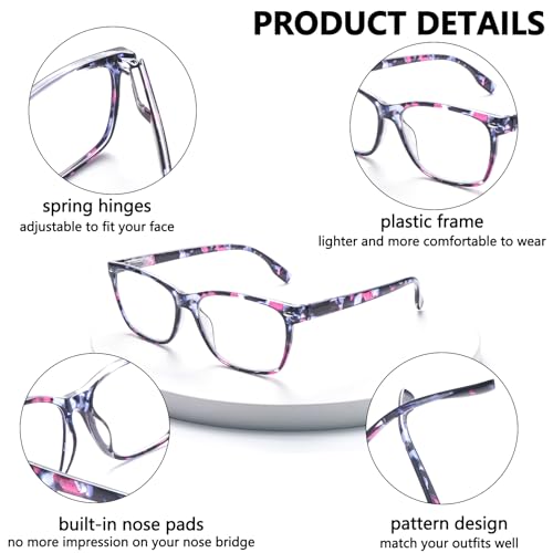 CLASAGA Progressive Multifocus Reading Glasses for Women, Pattern Print Blue Light Block Stylish Ladies Computer Readers (pattern design, 4.0, x) - Image 3