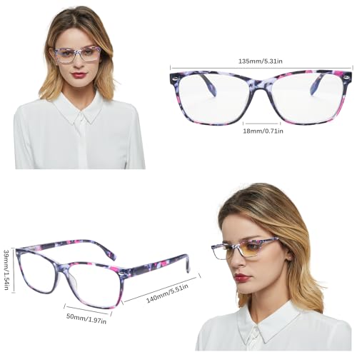 CLASAGA Progressive Multifocus Reading Glasses for Women, Pattern Print Blue Light Block Stylish Ladies Computer Readers (pattern design, 4.0, x) - Image 2
