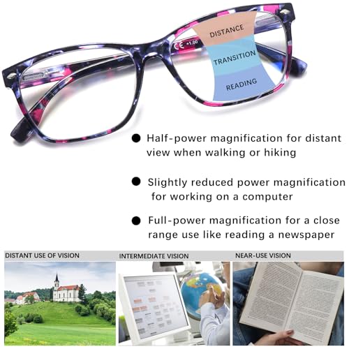 CLASAGA Progressive Multifocus Reading Glasses for Women, Pattern Print Blue Light Block Stylish Ladies Computer Readers (pattern design, 4.0, x) - Image 4
