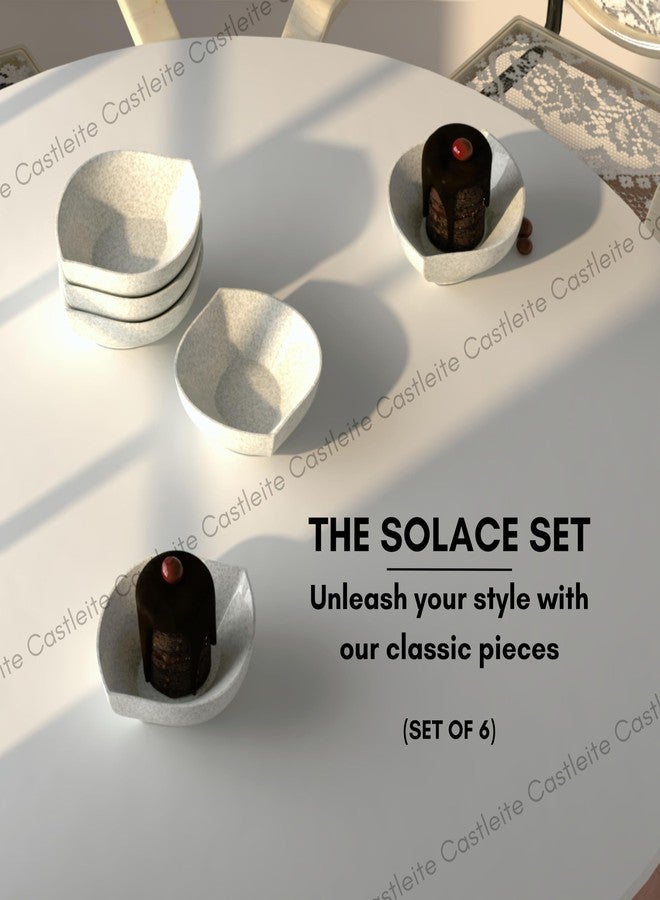 Castleite Solace Melamine Bowls Set of 6 - Elegant 350ML Bowls for Kitchen, Snacks, and Restaurants - Lightweight, Unbreakable Crockery for Dining (Marble White) - Image 2