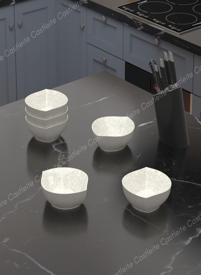Castleite Solace Melamine Bowls Set of 6 - Elegant 350ML Bowls for Kitchen, Snacks, and Restaurants - Lightweight, Unbreakable Crockery for Dining (Marble White) - Image 3