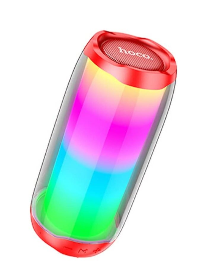 هوكو HC8 - مكبر صوت لاسلكي مضيء نابض بلوتوث V5.0، سعة البطارية: 1800mAh، وقت تشغيل الموسيقى حتى: 4 ساعات، يدعم بلوتوث، اف ام، بطاقة تي اف، قرص يو، AUX، TWS - احمر - Image 1