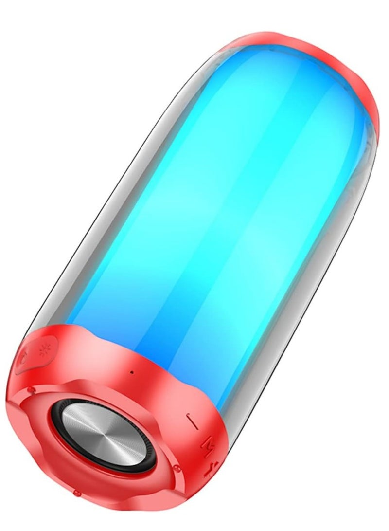 هوكو HC8 - مكبر صوت لاسلكي مضيء نابض بلوتوث V5.0، سعة البطارية: 1800mAh، وقت تشغيل الموسيقى حتى: 4 ساعات، يدعم بلوتوث، اف ام، بطاقة تي اف، قرص يو، AUX، TWS - احمر - Image 2