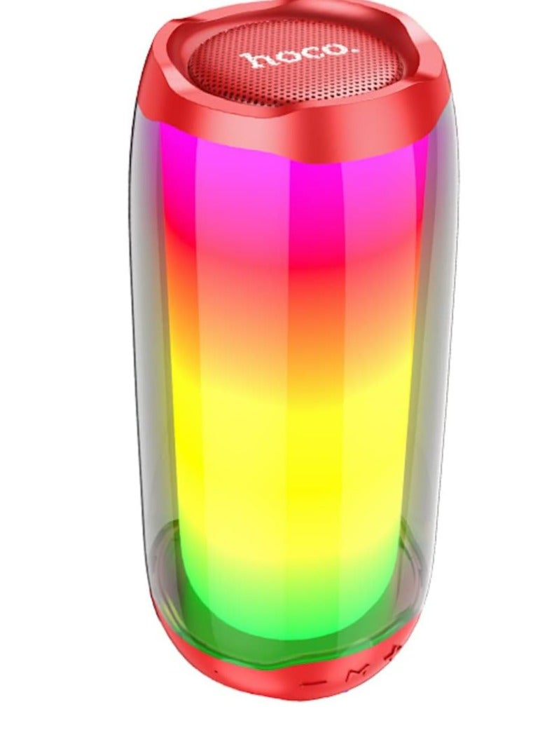 هوكو HC8 - مكبر صوت لاسلكي مضيء نابض بلوتوث V5.0، سعة البطارية: 1800mAh، وقت تشغيل الموسيقى حتى: 4 ساعات، يدعم بلوتوث، اف ام، بطاقة تي اف، قرص يو، AUX، TWS - احمر - Image 3