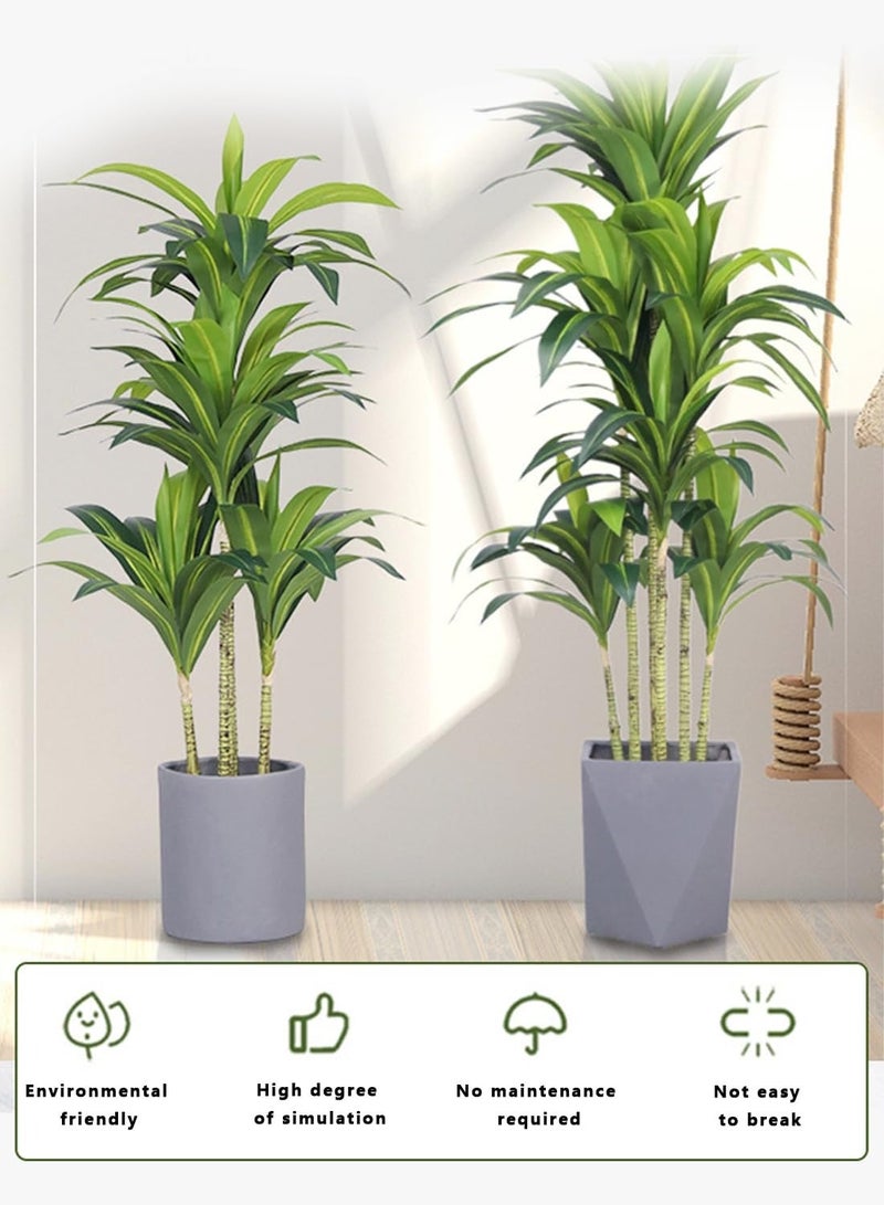 Sinyin Artificial Brazil Wood Plant with Woven Basket Pot, Large Indoor Fake Tree for Living Room Bedroom Office Decoration, Realistic Tropical Floor Plant Home Decor - Image 2