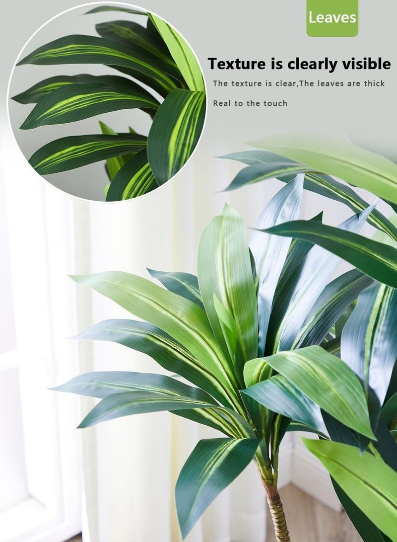 Sinyin Artificial Brazil Wood Plant with Woven Basket Pot, Large Indoor Fake Tree for Living Room Bedroom Office Decoration, Realistic Tropical Floor Plant Home Decor - Image 5