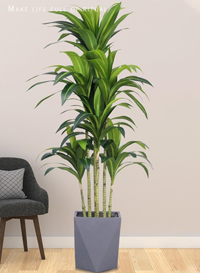 Sinyin Artificial Brazil Wood Plant with Woven Basket Pot, Large Indoor Fake Tree for Living Room Bedroom Office Decoration, Realistic Tropical Floor Plant Home Decor - Image 4