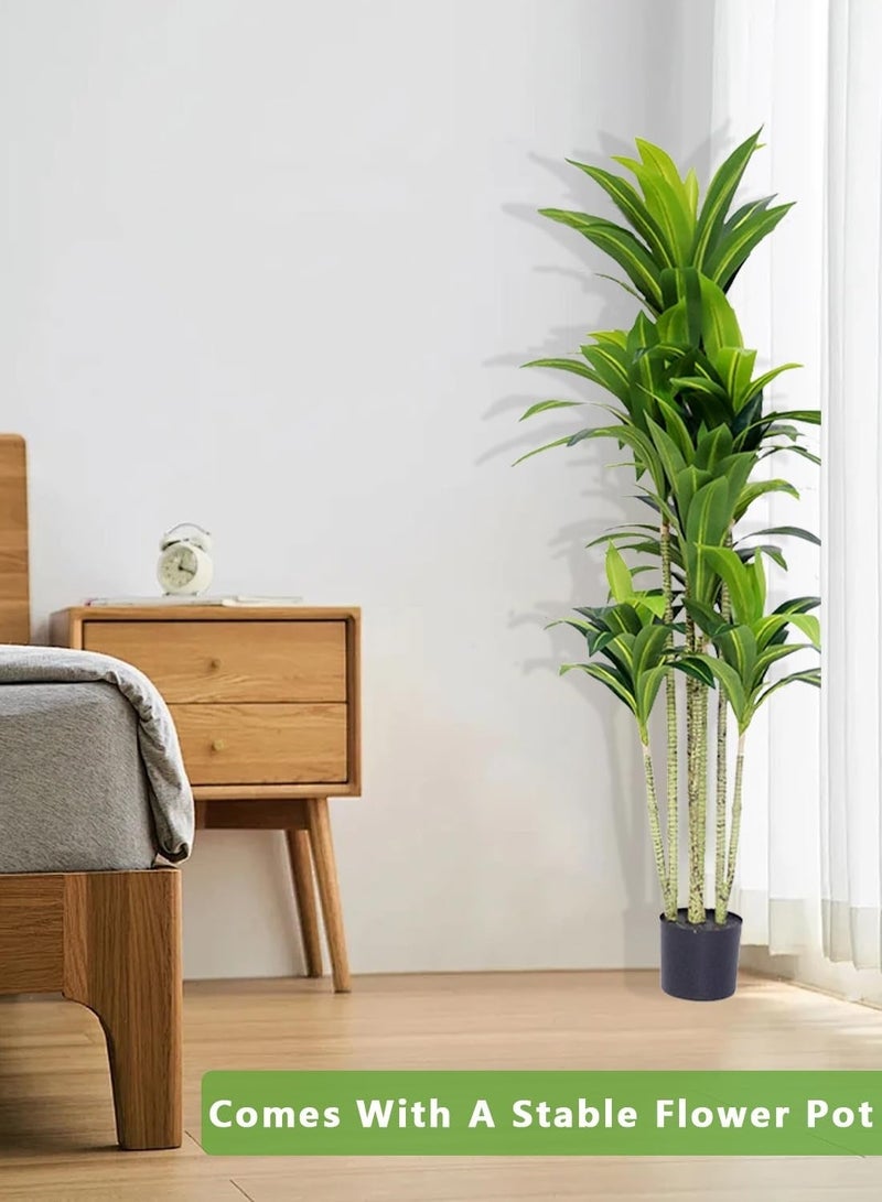 Sinyin Artificial Brazil Wood Plant with Woven Basket Pot, Large Indoor Fake Tree for Living Room Bedroom Office Decoration, Realistic Tropical Floor Plant Home Decor - Image 3