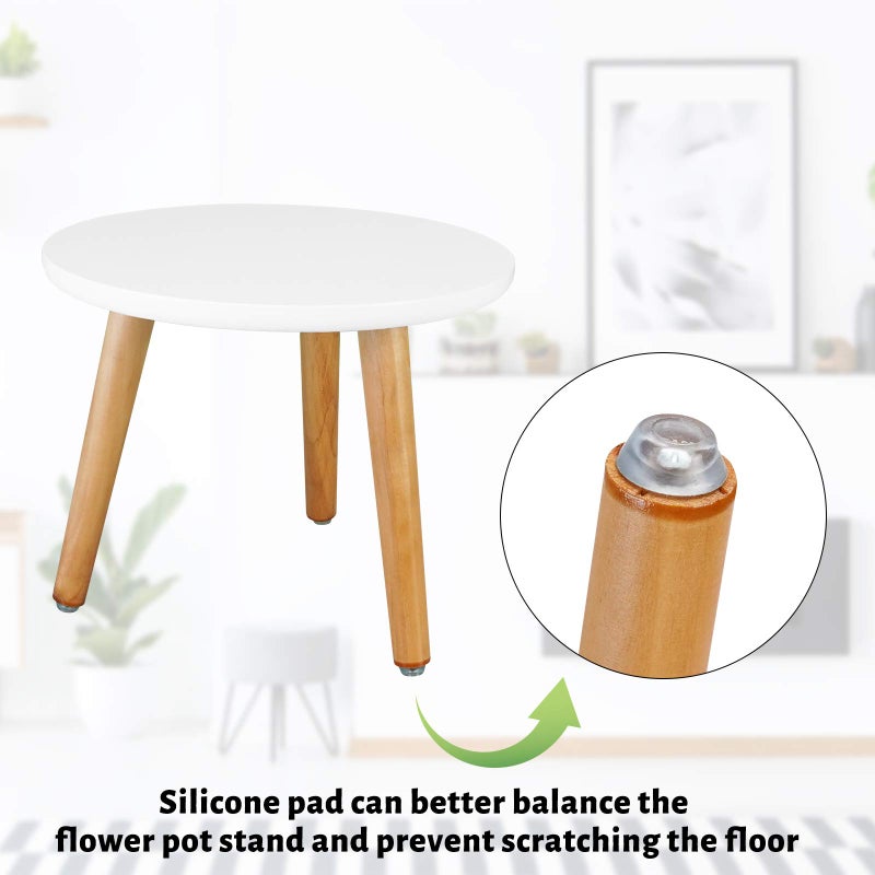 Uneedem Indoor Plant Stand, Wood Mid Century Modern Small Round Side Plant Table for Indoor Plants, 8.9" Tall Plant Holder for Flower Pots End Table - Image 4