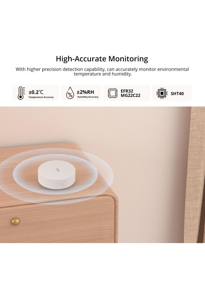 SONOFF - SNZB-02P Zigbee Temperature Humidity Sensor, Indoor Thermometer Hygrometer with Alert, Works with Alexa & Google Home for Remote Monitoring and Home Automation, ZigBee 3.0 Hub Required (1) - Image 1