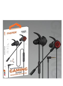Faster Wired Gaming Earphones with 3.5mm Jack - Noise Canceling Stereo Bass In-Ear Gaming Earbuds with Detachable HD Microphone, Built-in Volume Controls - For PS5, PS4, Xbox, iPhone, and Smartphones - Gaming Headphones for E-Sports (Black)  - Image 3