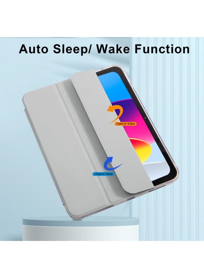 for HUAWEI Matepad SE 11 inchCase Cover ,Transparent Airbag With Pen Slot For Anti Drop, Tablet Protective Cover, Triple Fold Multi Angle Design, Automatic Wake-up/sleep, Soft Leather，Grey - Image 4