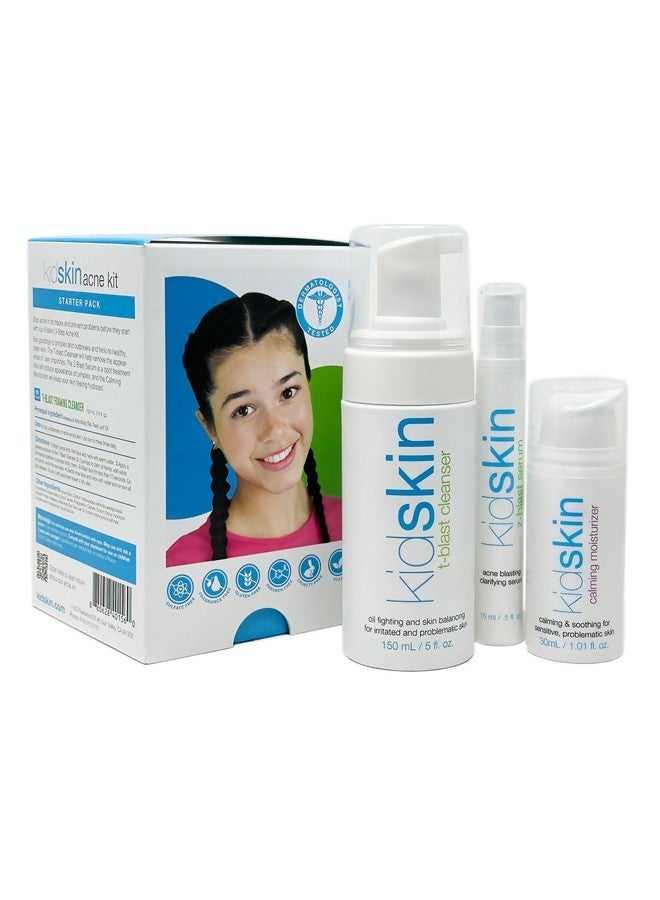 kidskin Kidskin 3-Step Acne Kit for Teens - Skincare Set Includes T-Blast Face Wash, Z-Blast Acne Serum, and Calming Face Moisturizer for Oily Skin- Complete Skin Care Set for Teen Girls, Boys & Kids  - Image 1