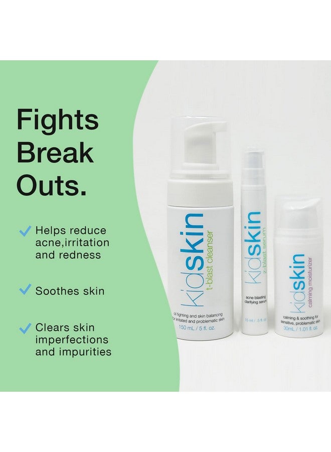 kidskin Kidskin 3-Step Acne Kit for Teens - Skincare Set Includes T-Blast Face Wash, Z-Blast Acne Serum, and Calming Face Moisturizer for Oily Skin- Complete Skin Care Set for Teen Girls, Boys & Kids  - Image 5